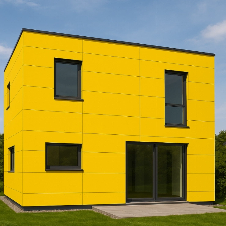 Фиброцементные панели Sfibral NCS 0580-Y желтый — яркий фасад тест фото 2